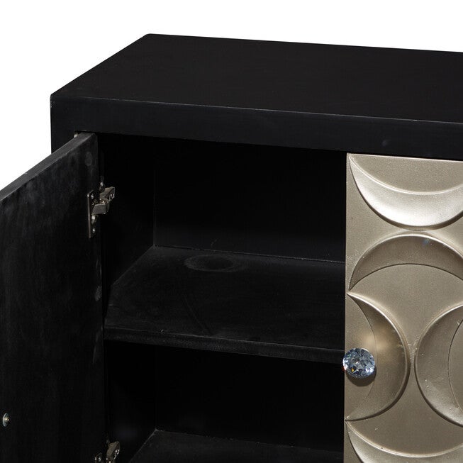 Modern Rectangular Black Wooden Crescent Moon Cabinet, 32 inchesH x 31 inchesL x 16 inchesW, , alternate image number null
