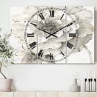 Indigold Grey Peonies I Traditional Multipanel Wall Clock, GREY, hi-res image number null