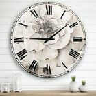 Indigold Grey Peonies I Traditional Wall Clock, GREY, hi-res image number null