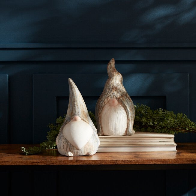 Gnome (Set of 2) 10.5 inchesH, 11 inchesH Terra Cotta, GREY/WHITE/BLUE, alternate image number null