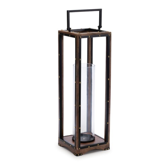 Framed Candle Holder with Rivet Detail 25.25 inchesH, BLACK, hi-res image number null