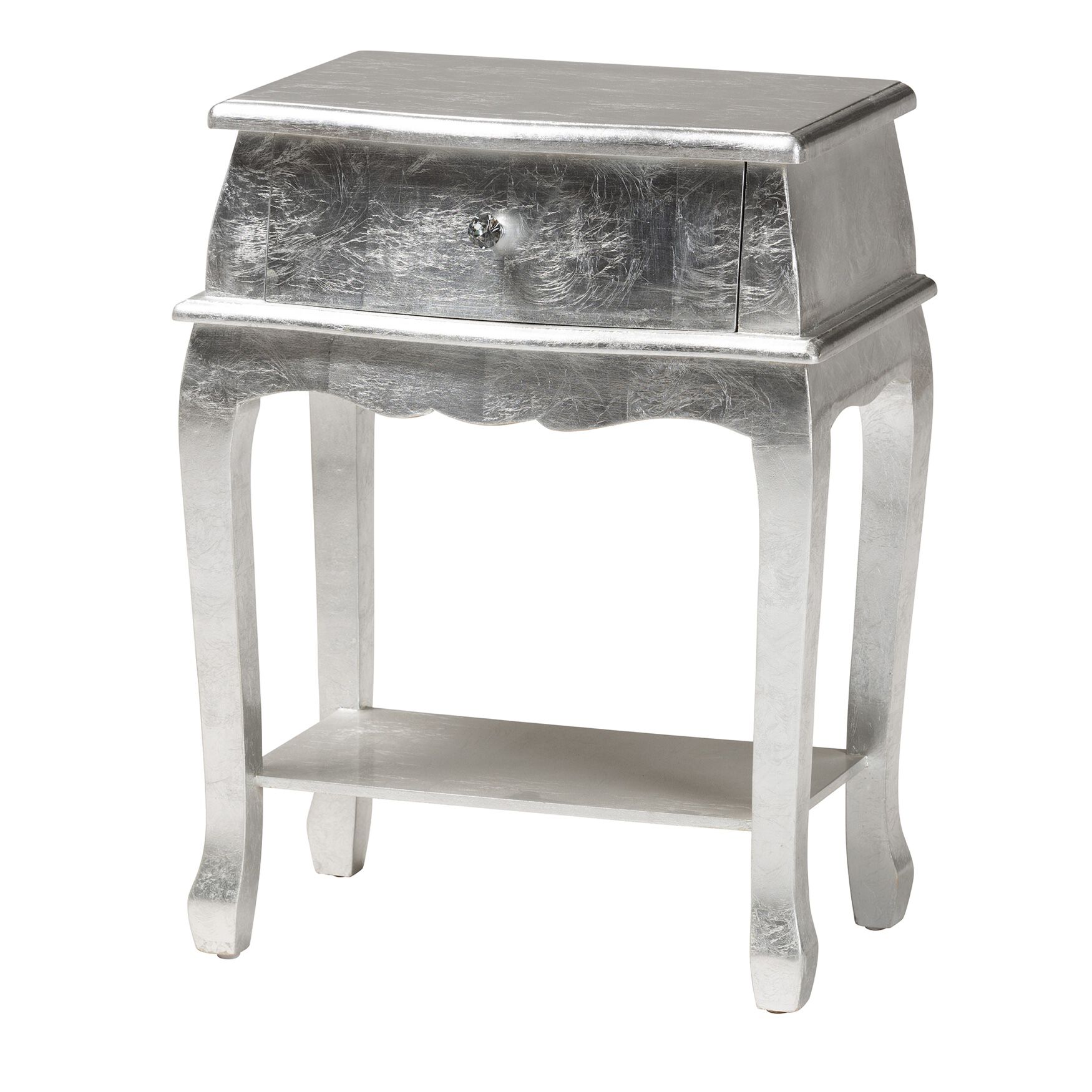 Harriet Classic And Traditional Silver Finished Wood 1-Drawer Nightstand, SILVER, hi-res image number 0