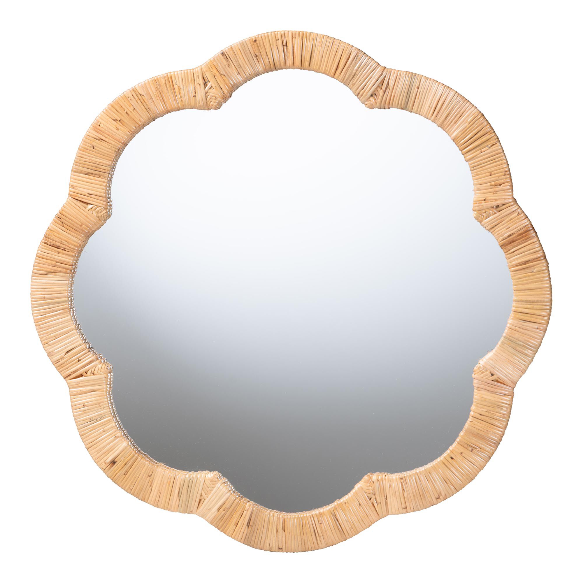 Akuna Scalloped Natural Rattan Wall Mirror, HONEY, alternate image number 2