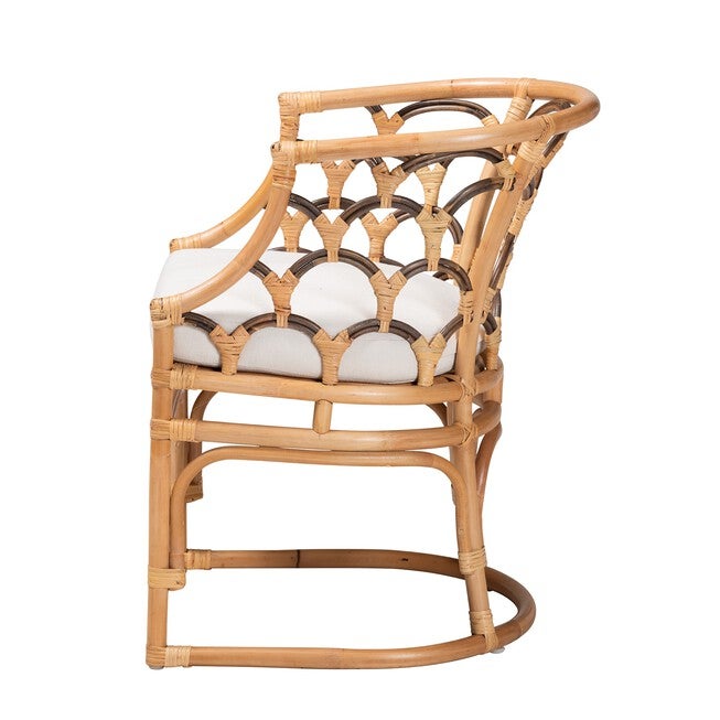 Aster Modern Bohemian Natural Brown Rattan Armchair, , alternate image number null