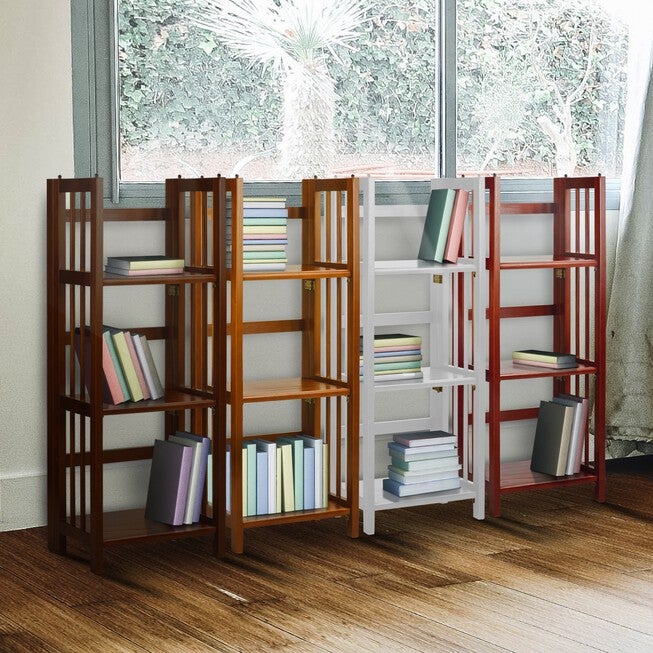 3-Shelf Folding Bookcase 14 inches Wide-Mahogany, , alternate image number null