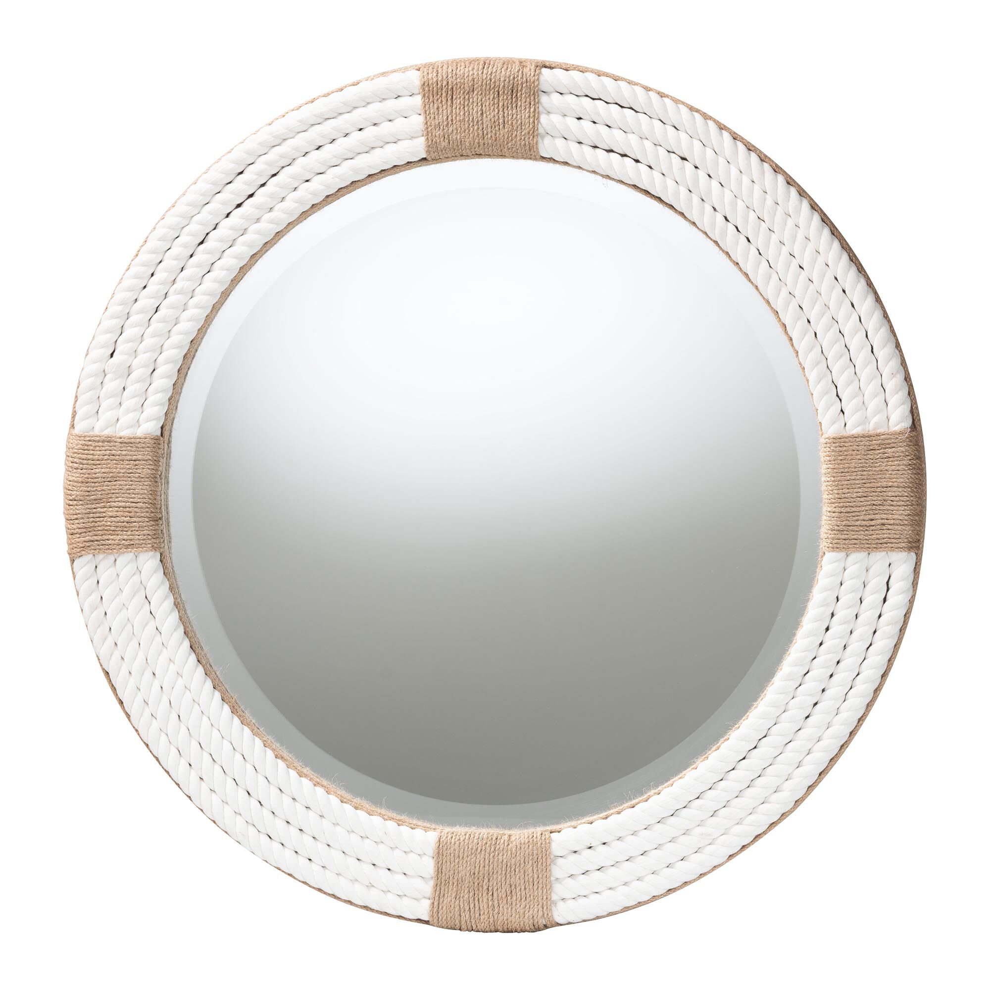 Makya Round  Woven Rope Mirror, WHITE, alternate image number 1