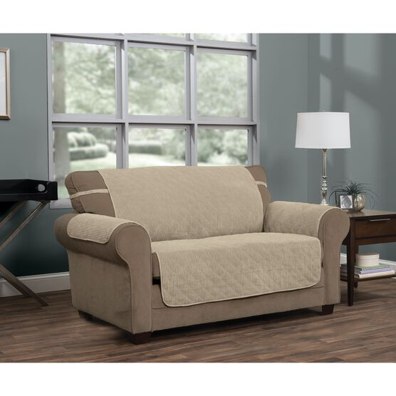 Ripple Plush Secure Fit Loveseat Furniture Cover Slipcover, NATURAL, hi-res image number null