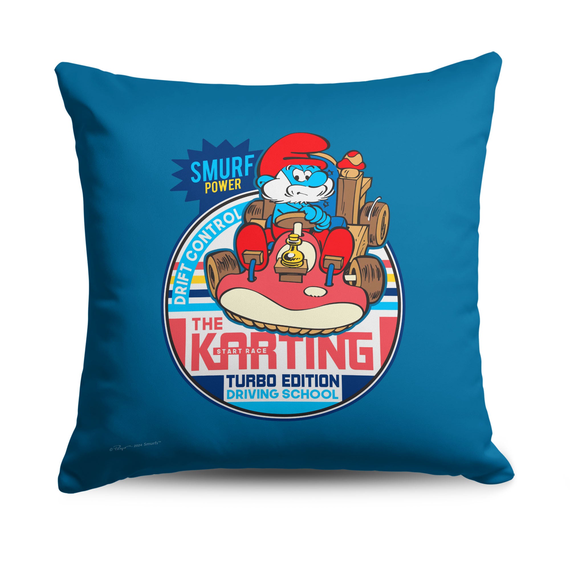 Smurfs Turbo Edition Throw Pillow 18x18 inches, BLUE, hi-res image number 0