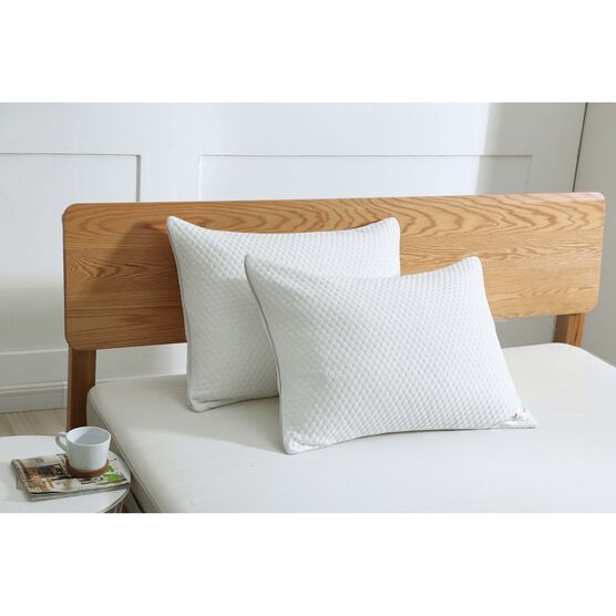 Cooling Knit Bed Pillow with Nano Feather Fill and Removable Cover, WHITE, hi-res image number null