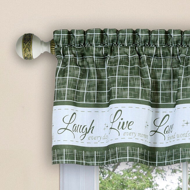 Live, Love, Laugh Window Curtain Tier Pair and Valance Set - 58x24, , alternate image number 6