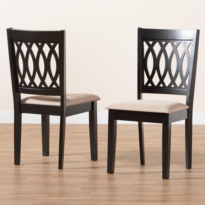 Florencia Modern Beige Fabric And Espresso Brown Finished Wood Dining Chair, , alternate image number 6