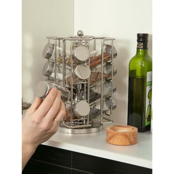 Revolving Spice Rack with 16 Jars and Labels, , alternate image number null