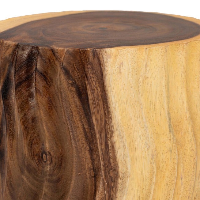 Fuchsia Hand-carved Suar Wood Side Table, NATURAL BROWN, alternate image number 3