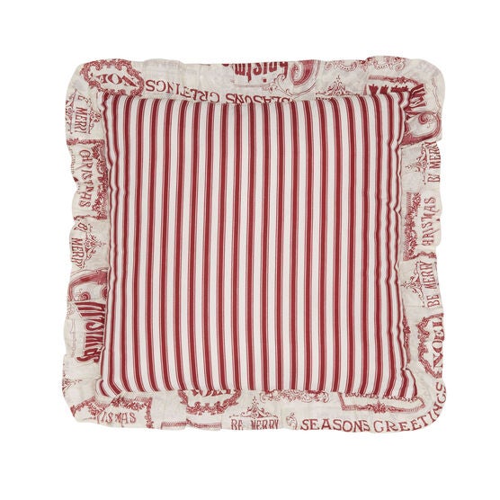 Vintage Christmas 16&quot; Sq. Pillow, IVORY RED