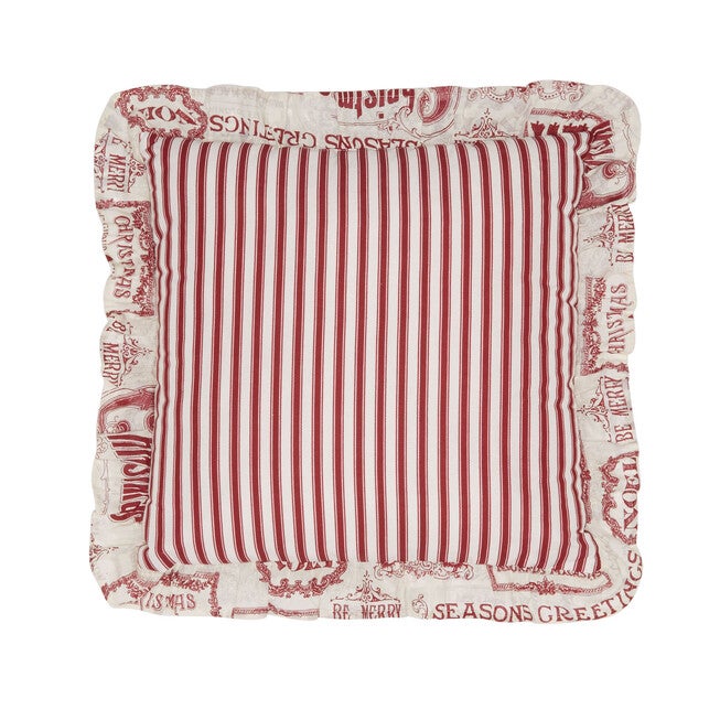 Vintage Christmas 16 inches Sq. Pillow, IVORY RED, hi-res image number 0