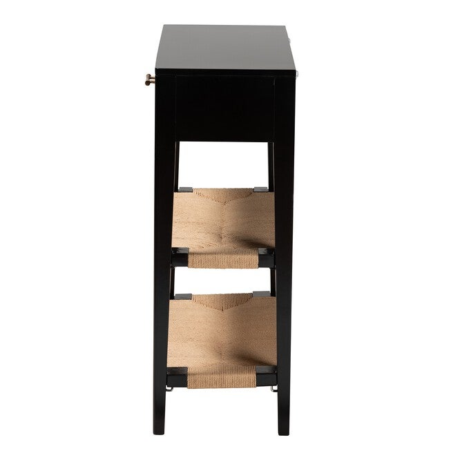 Freya Modern Bohemian Black Finished Bayur Wood 1-Drawer Console Table, , alternate image number 3