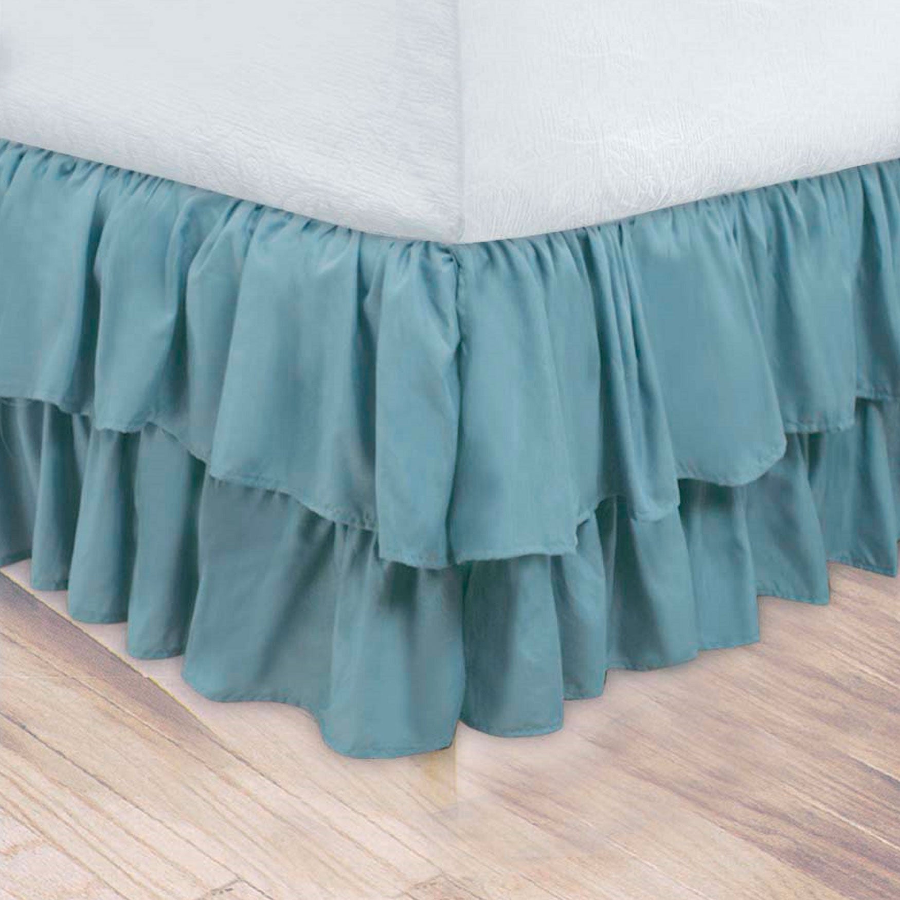 Traditional Double Ruffle Bedskirt, White Brylane Home