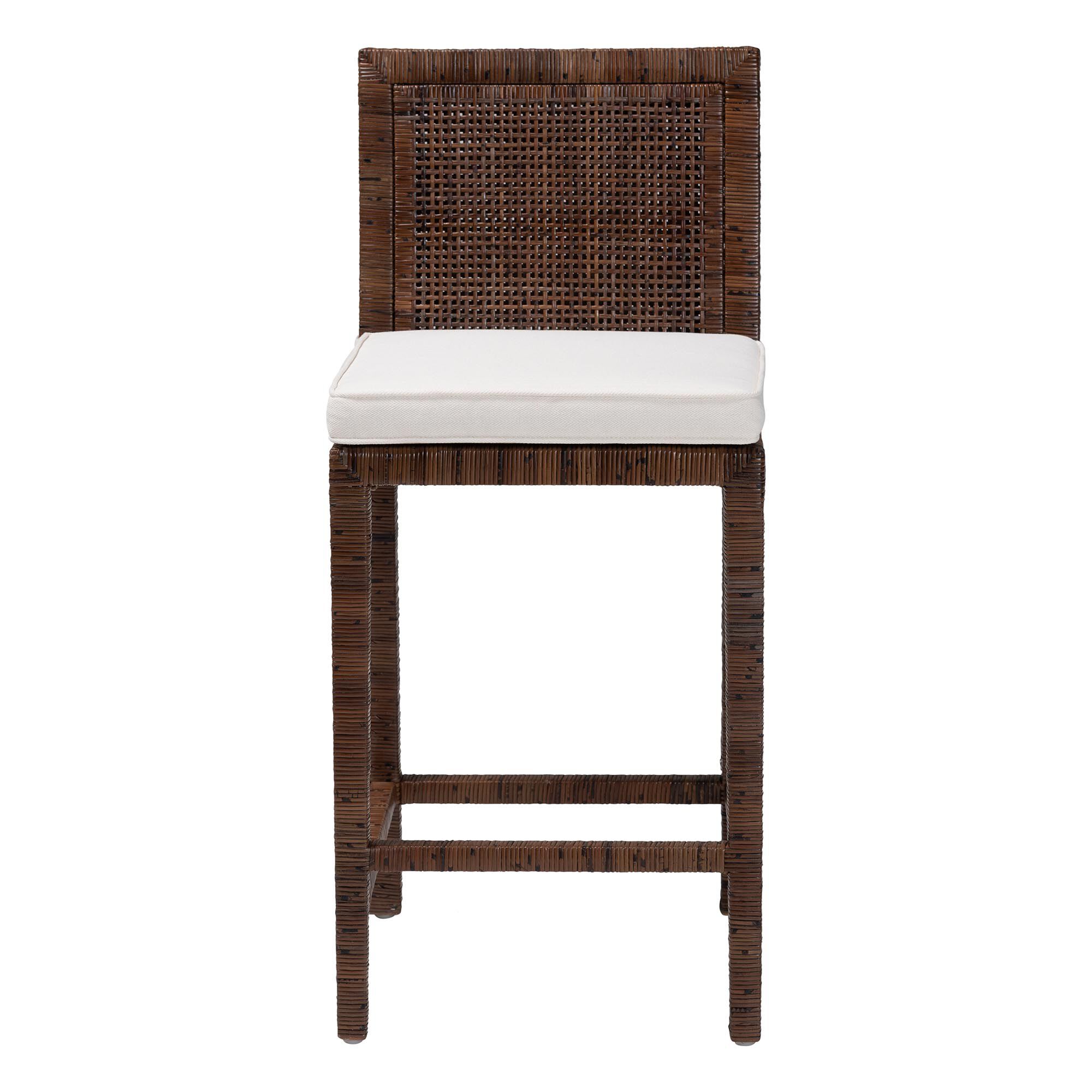 Sofia Rattan Counter Stool with Mahogany Wood Frame, COFFEE, alternate image number 2