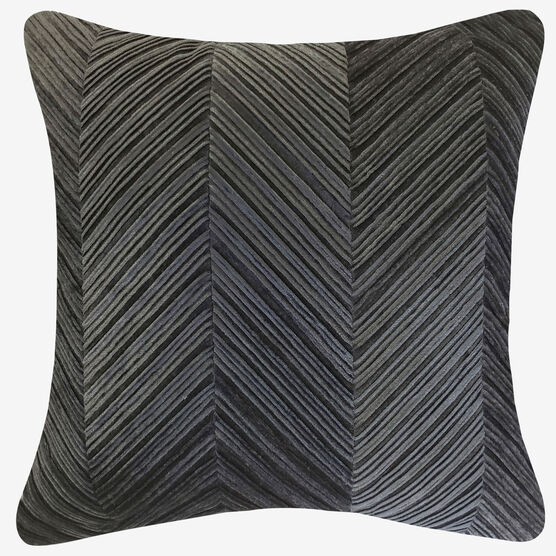 Chevron Velvet Decorative Pillow, STEEL, hi-res image number null