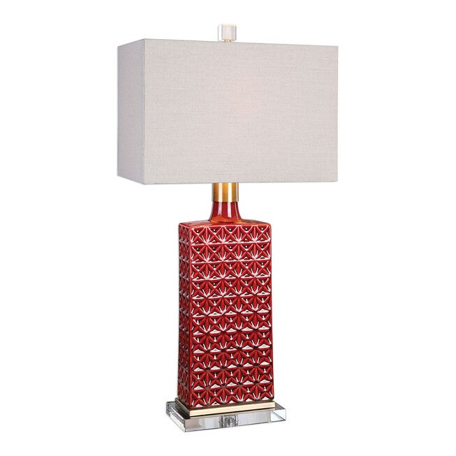 Alimos Glazed Red Ceramic Lamp, RED, hi-res image number null
