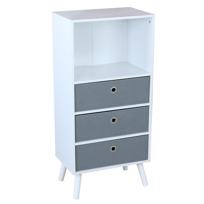 Home Basics 3 Cube Shelf with Three Bins, WHITE, hi-res image number null
