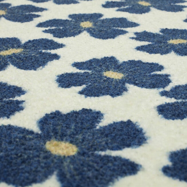 Simple Floral Navy Kitchen Rug, , alternate image number null