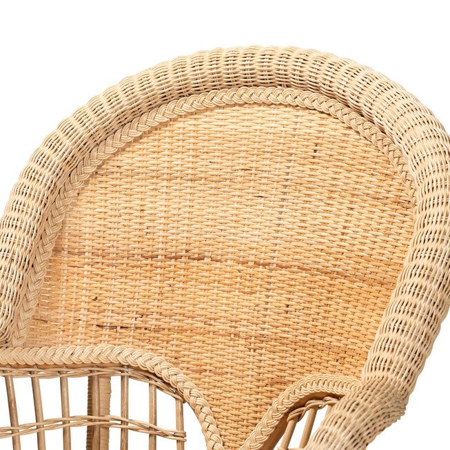 Ratu Modern Bohemian Natural Brown Rattan Accent Chair, , alternate image number null