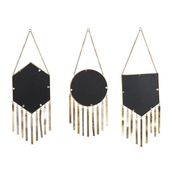 Set Of 3 Gold Metal Farmhouse Wall Mirror, , on-hover image number null