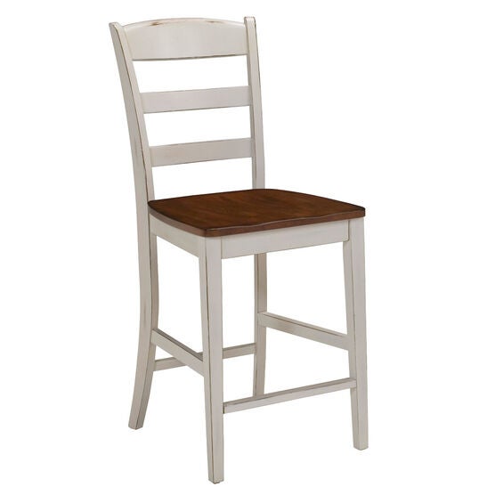 Antique White Finished Bar Stool with Distressed Oak Seat, ANTIQUE WHITE, hi-res image number null