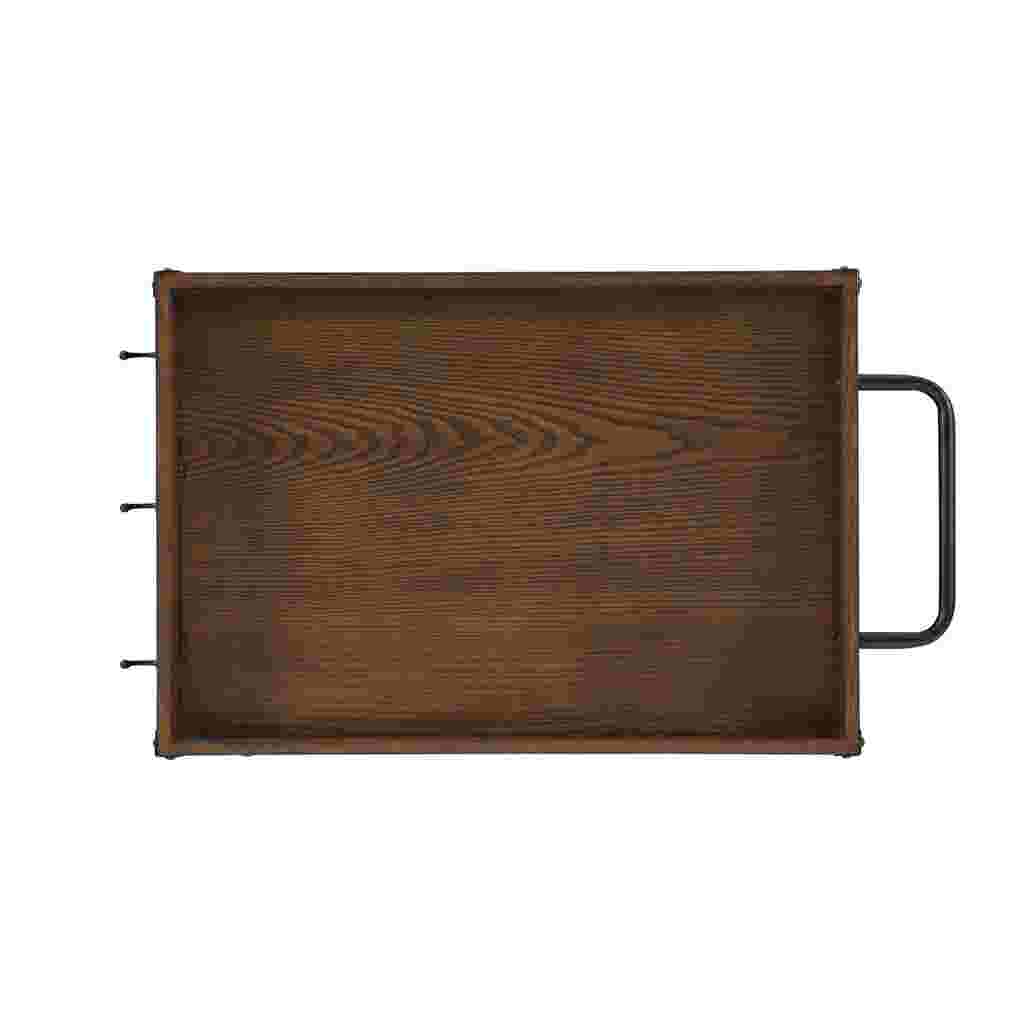 Top view of the Austin Kitchen Cart, showing the wooden surface and metal frame.