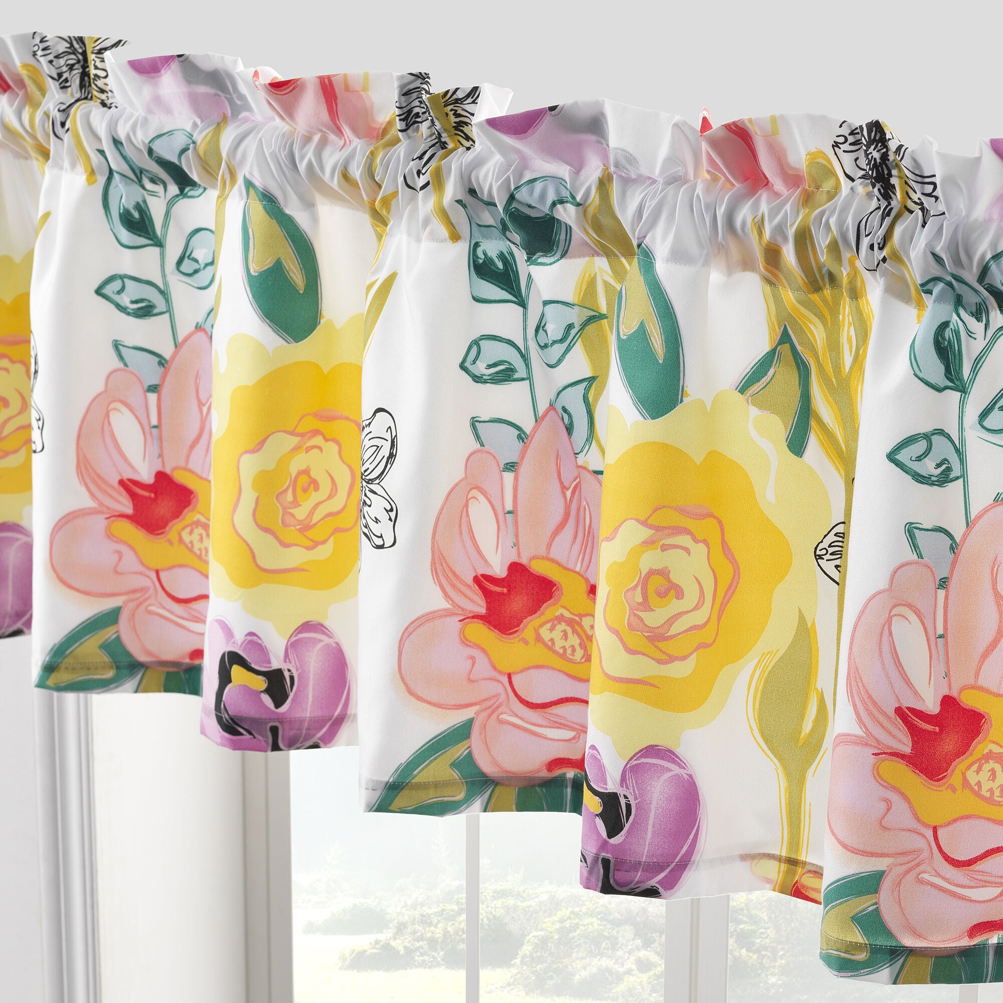 Watercolor Dream Window Valance Curtains, White, WHITE, alternate image number 3