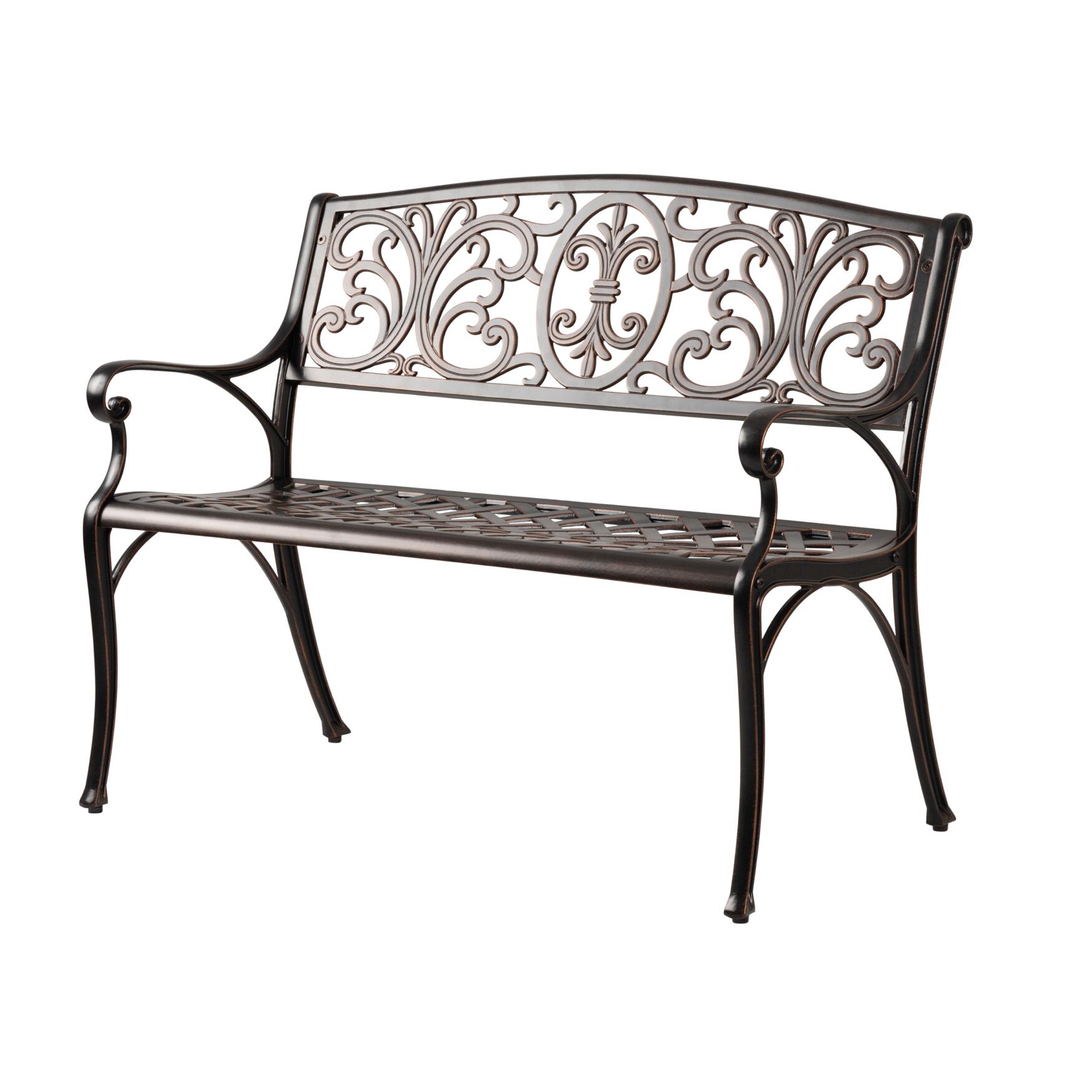 Decatur Cast-Aluminum Patio Bench, BRONZE, hi-res image number 0