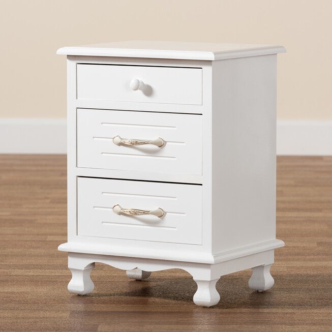 Layton Classic And Traditional White Finished Wood 3-Drawer Nightstand, , alternate image number 8