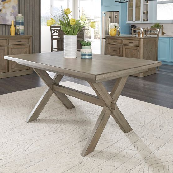 Mountain Lodge Rectangular Trestle Dining Table , MULTI GRAY, hi-res image number null