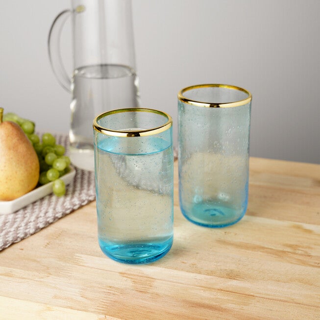 Aqua Bubble Glass Tumbler Set, , on-hover image number null