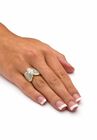 Yellow Gold Plated Cubic Zirconia and Round Crystals Cocktail Ring, , alternate image number null