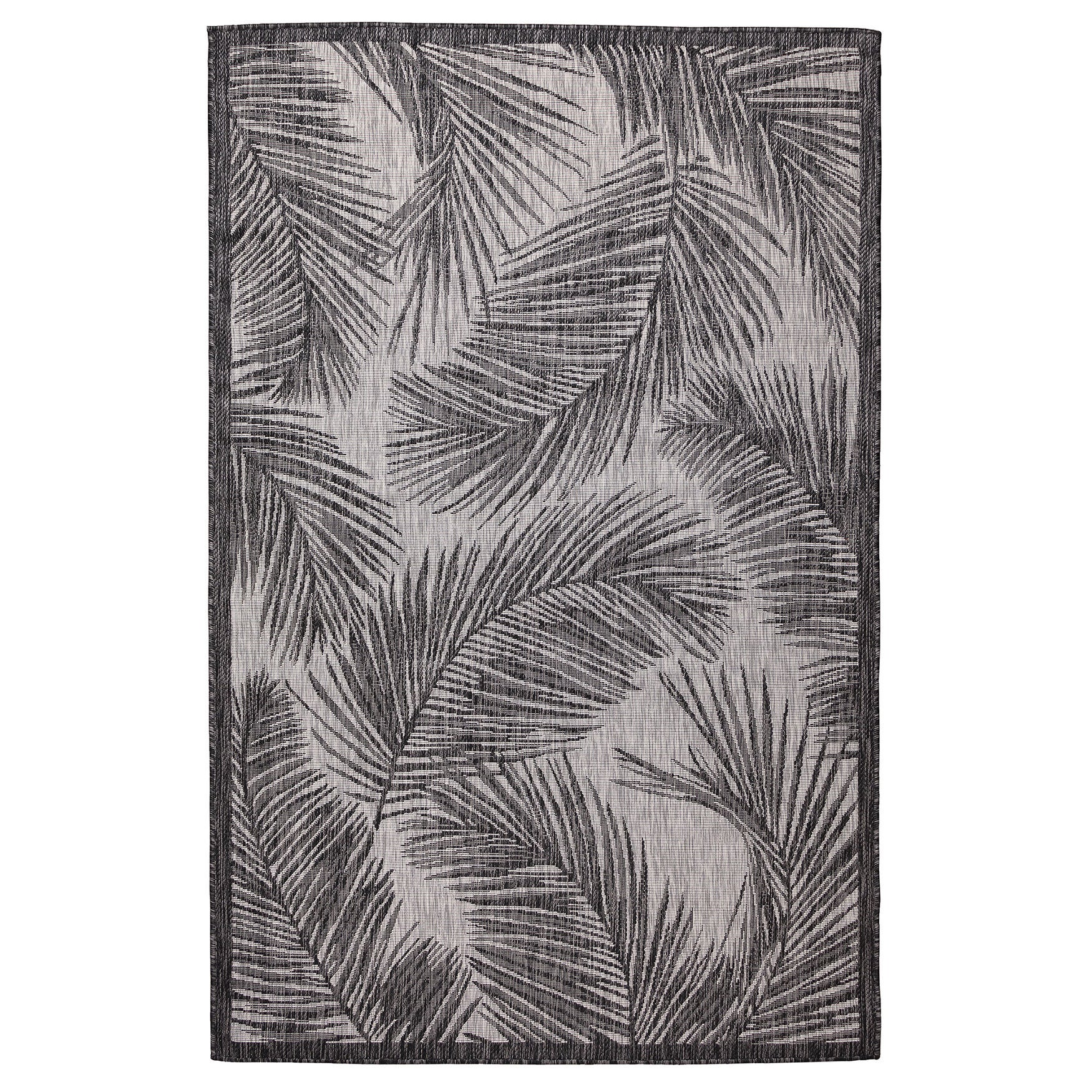 Carmel Fronds Indoor/Outdoor Area Rug Aqua, BLACK, hi-res image number 0