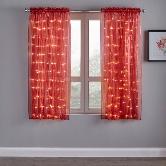 63" Pre-Lit Rod-Pocket Curtain Panel, 63" Pre-Lit Rod-Pocket Curtain Panel,