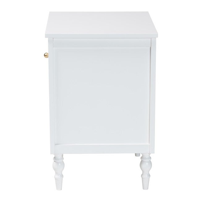 Baxton Studio Roni Modern White Wood 1-Drawer Nightstand with Scalloped Edges, WHITE, alternate image number 4