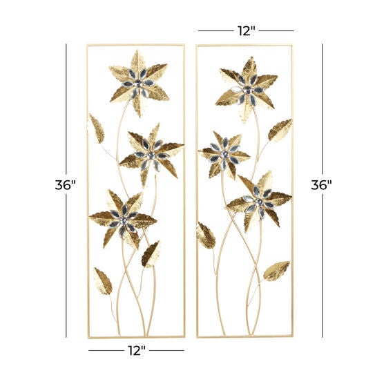 Set Of 2 Gold Metal Contemporary Wall Decor, , alternate image number null