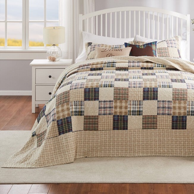Oxford Reversible Cotton-Rich Bedspread Set, TAUPE, alternate image number 1