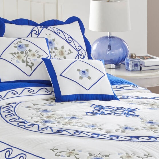 Ava Embroidered Cotton Breakfast Pillow, 