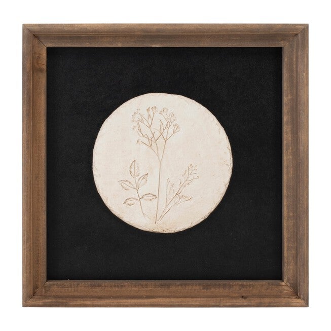 Wood Framed Floral Plaque (Set of 2), BLACK/WHITE, alternate image number null