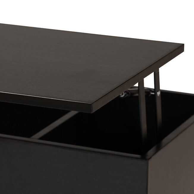 Roden Modern Two-Tone Black And Espresso Brown Finished Wood Coffee Table With Lift-Top Storage Compartment, , alternate image number 4