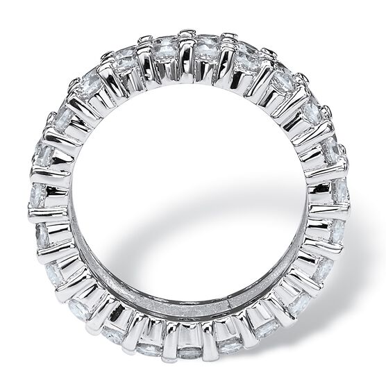 Platinum over Silver Baguette Eternity Bridal Ring Cubic Zirconia, , on-hover image number null