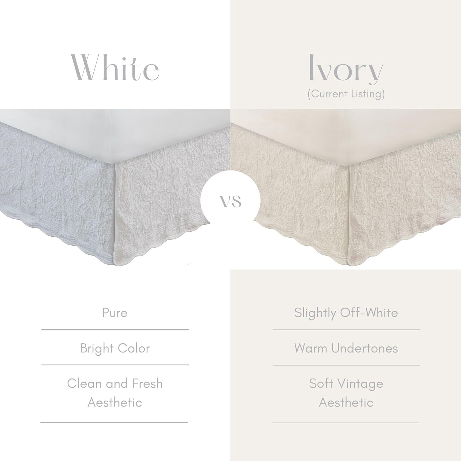 Paisley Quilted Bedskirt, IVORY, alternate image number 5