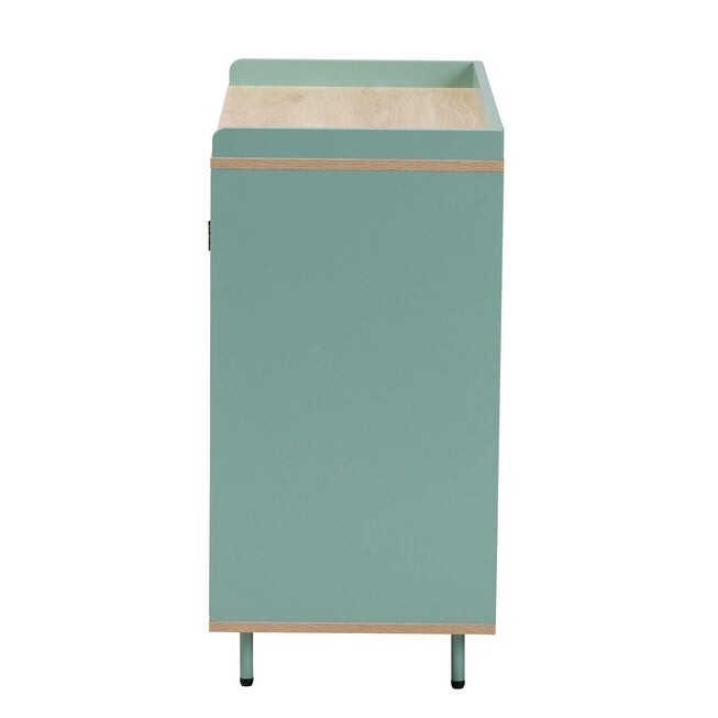 Tavita Mid-Century Modern Two-Tone Mint Green And Oak Brown Finished Wood 2-Door Sideboard Buffet, , alternate image number null