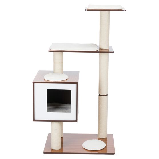 Avoca Wooden Cat Tower Scratching Post, BROWN WHITE, hi-res image number null