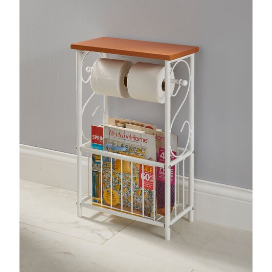 Scroll Toilet Paper & Magazine Holder, WHITE, hi-res image number null