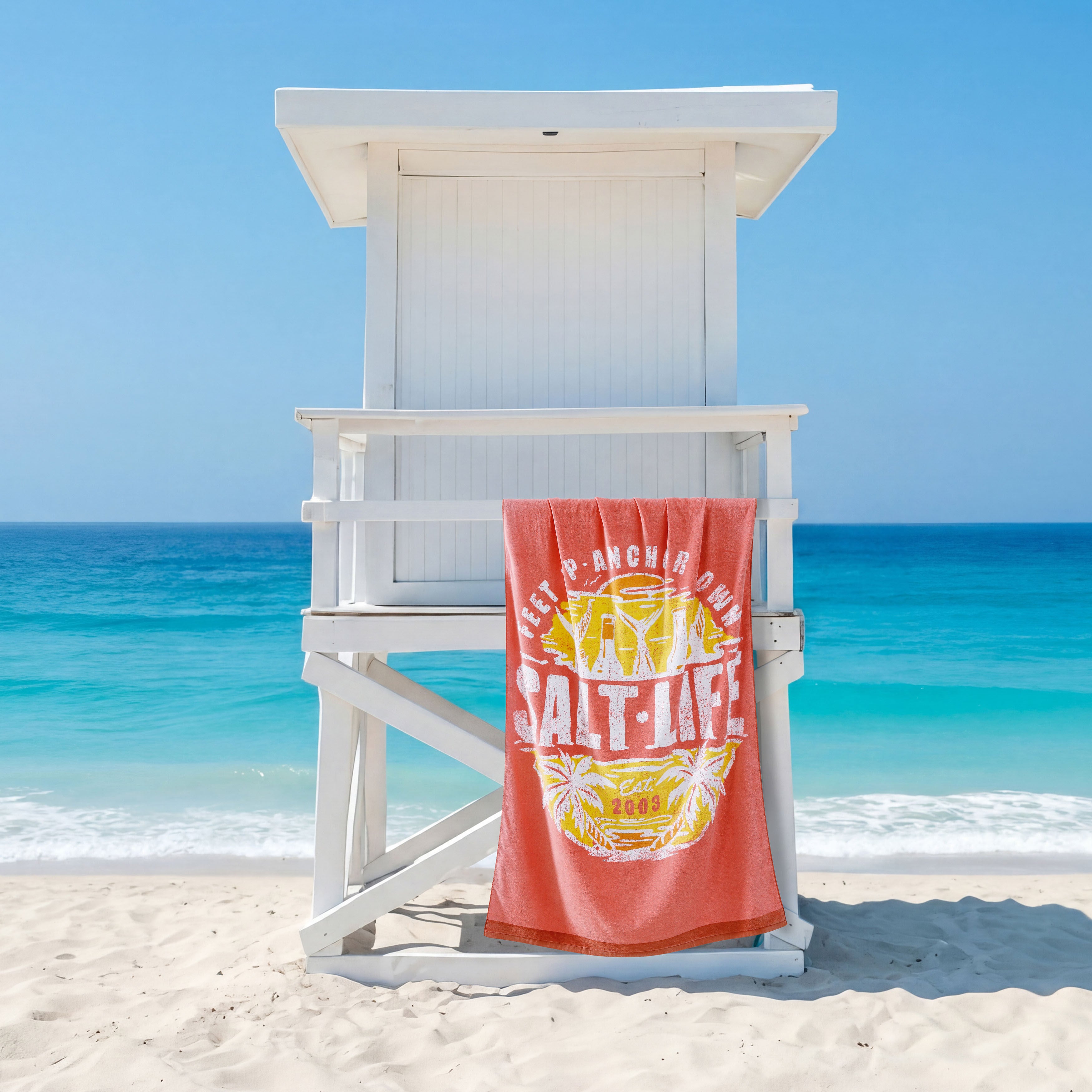 Weekend Forecast Beach Towel, CORAL, hi-res image number 0